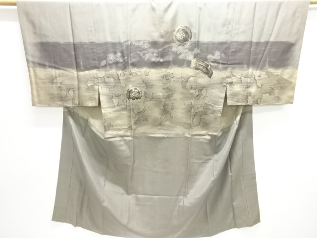 JAPANESE KIMONO / ANTIQUE MENS JUBAN / SILK / PINE & CHARACTER